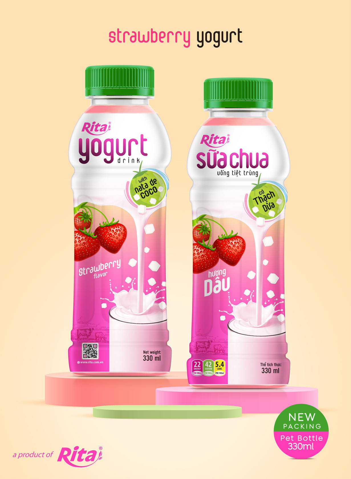 Poster Yogurt Strawberry with nata de coco 