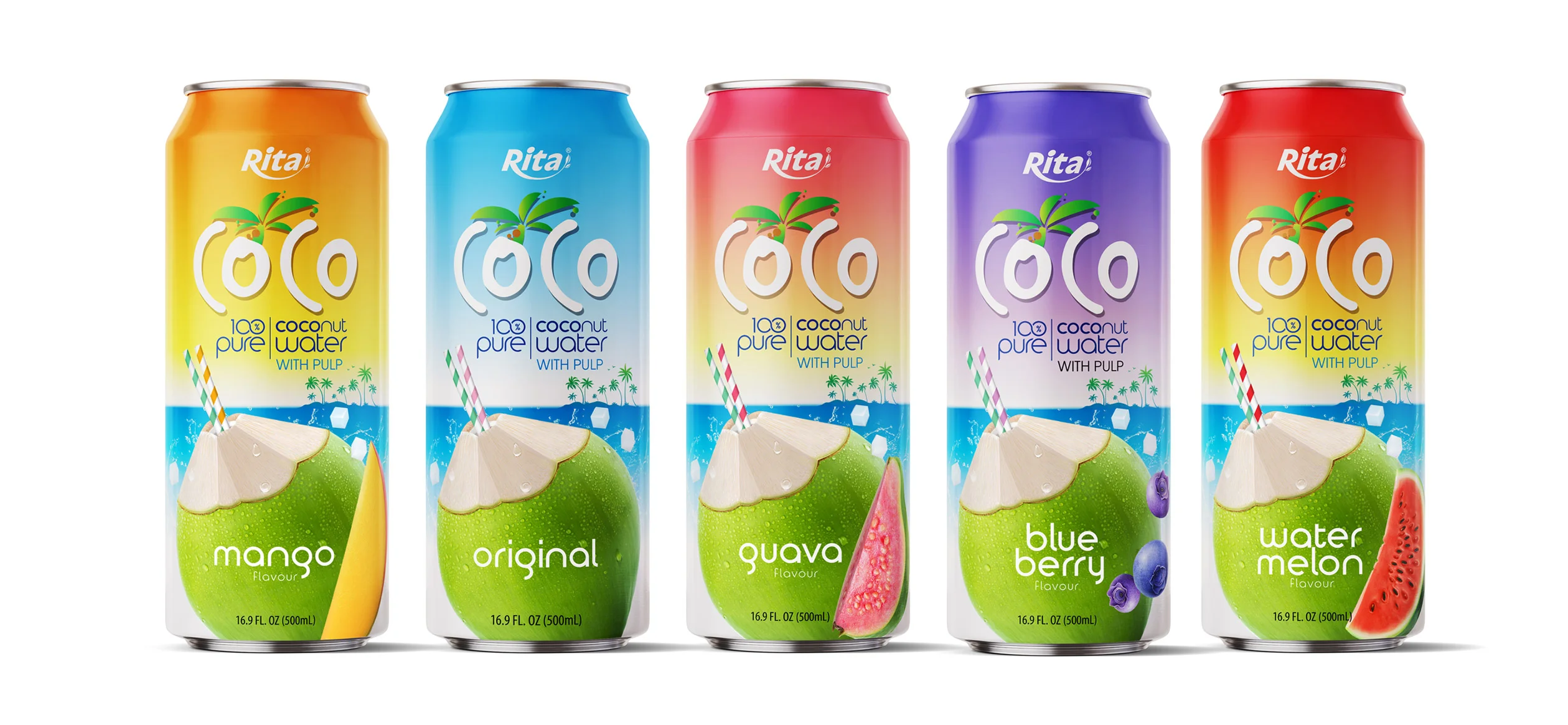 5 flavours Coconut water with Pulp 500ml can