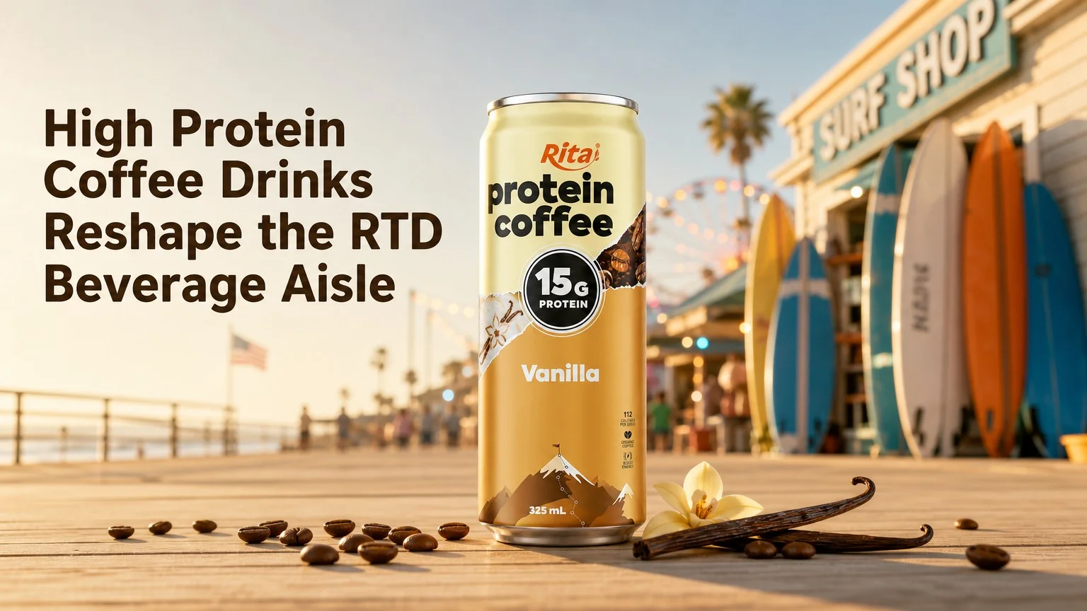 Rita High Protein Coffee Vanilla Drink 15g protein RTD coffee beverage in a 325ml can