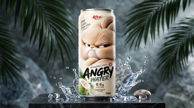 Sparkling Coconut Water with Protein 330ml – Angry Water Poster 1