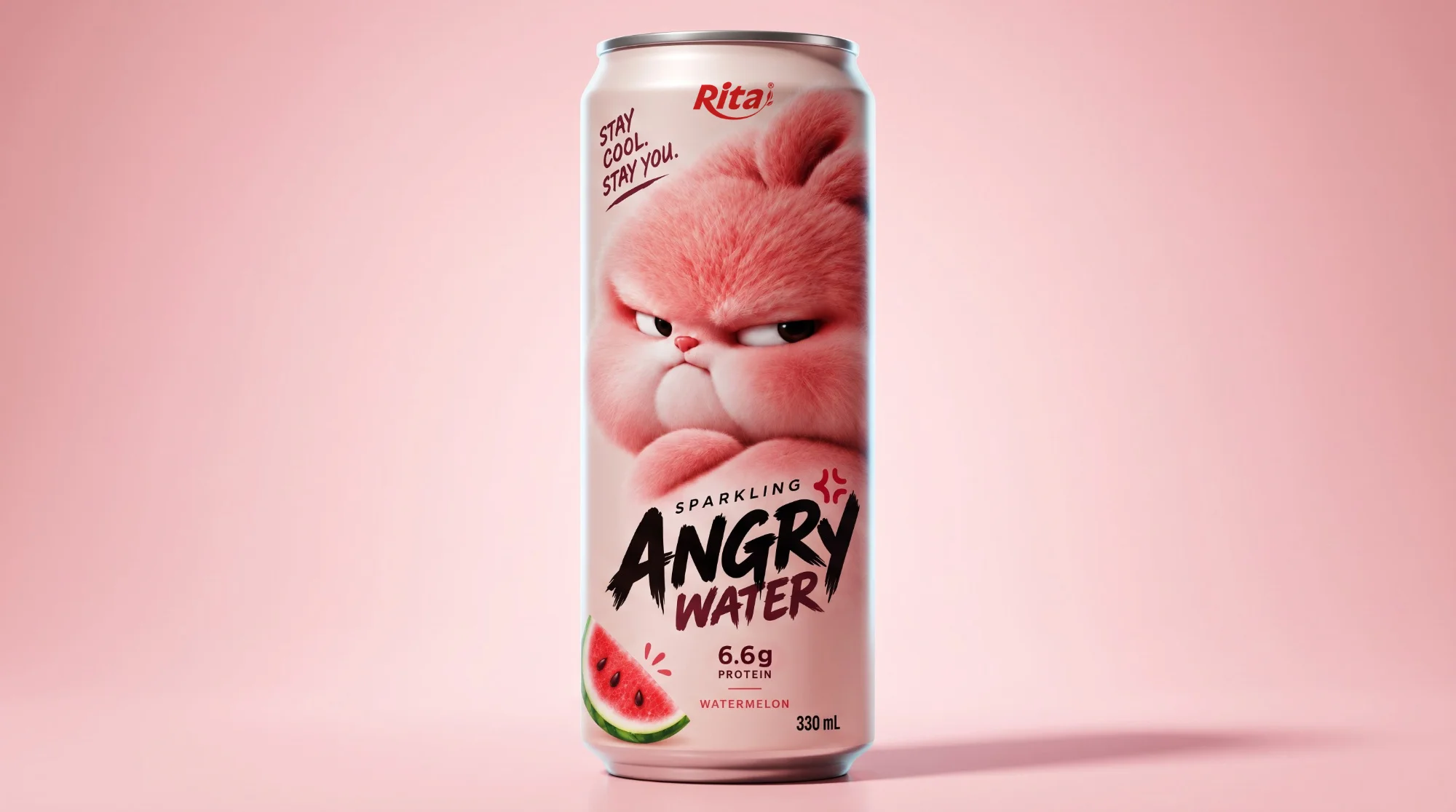 Sparkling Watermelon Juice with Protein 330ml – Angry Water Poster 1