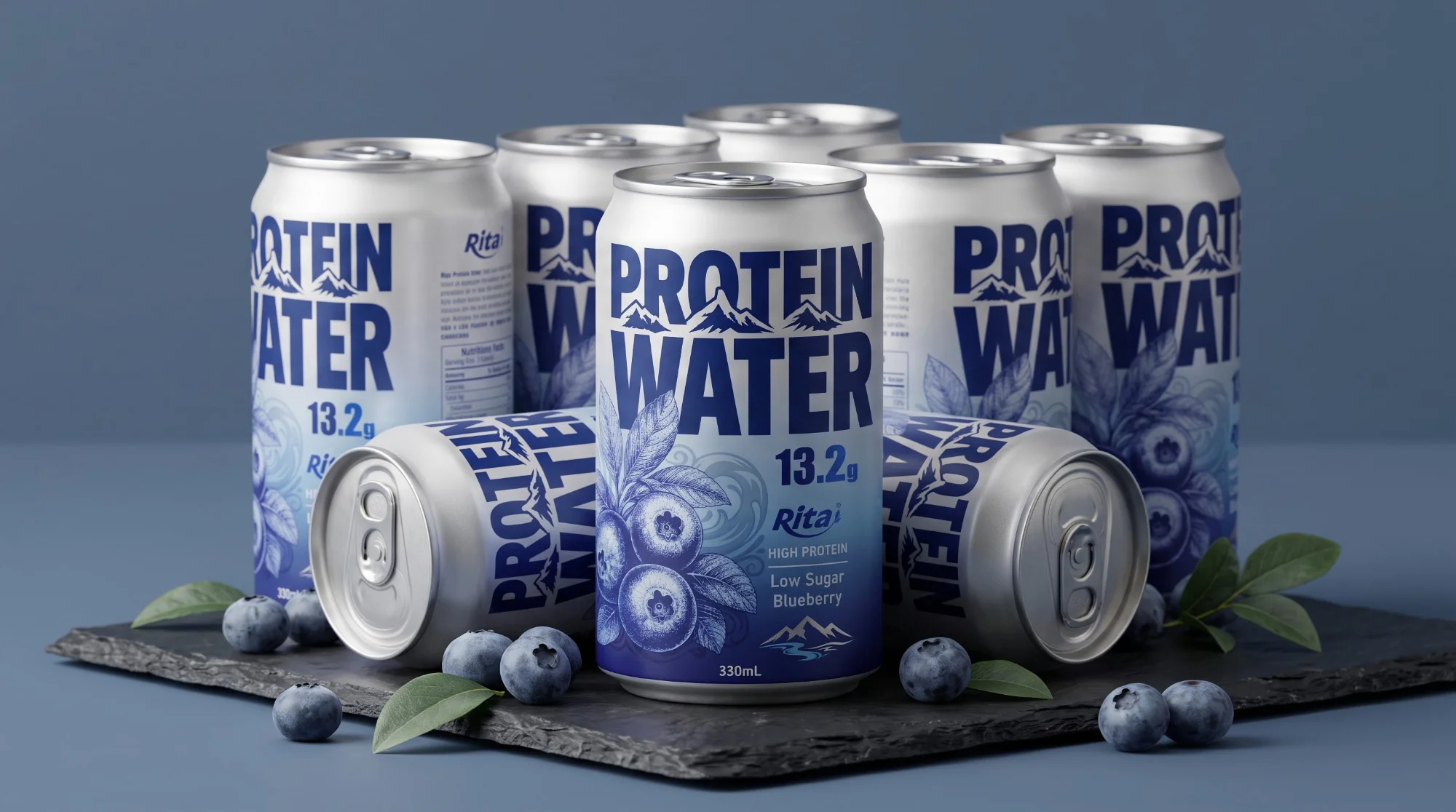 High Protein Water Blueberry Drink 13.2g Protein Low Sugar 330ml Poster 1