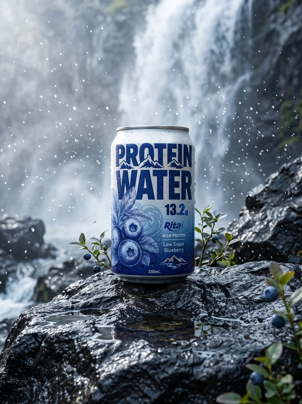 High Protein Water Blueberry Drink 13.2g Protein Low Sugar 330ml Poster 2