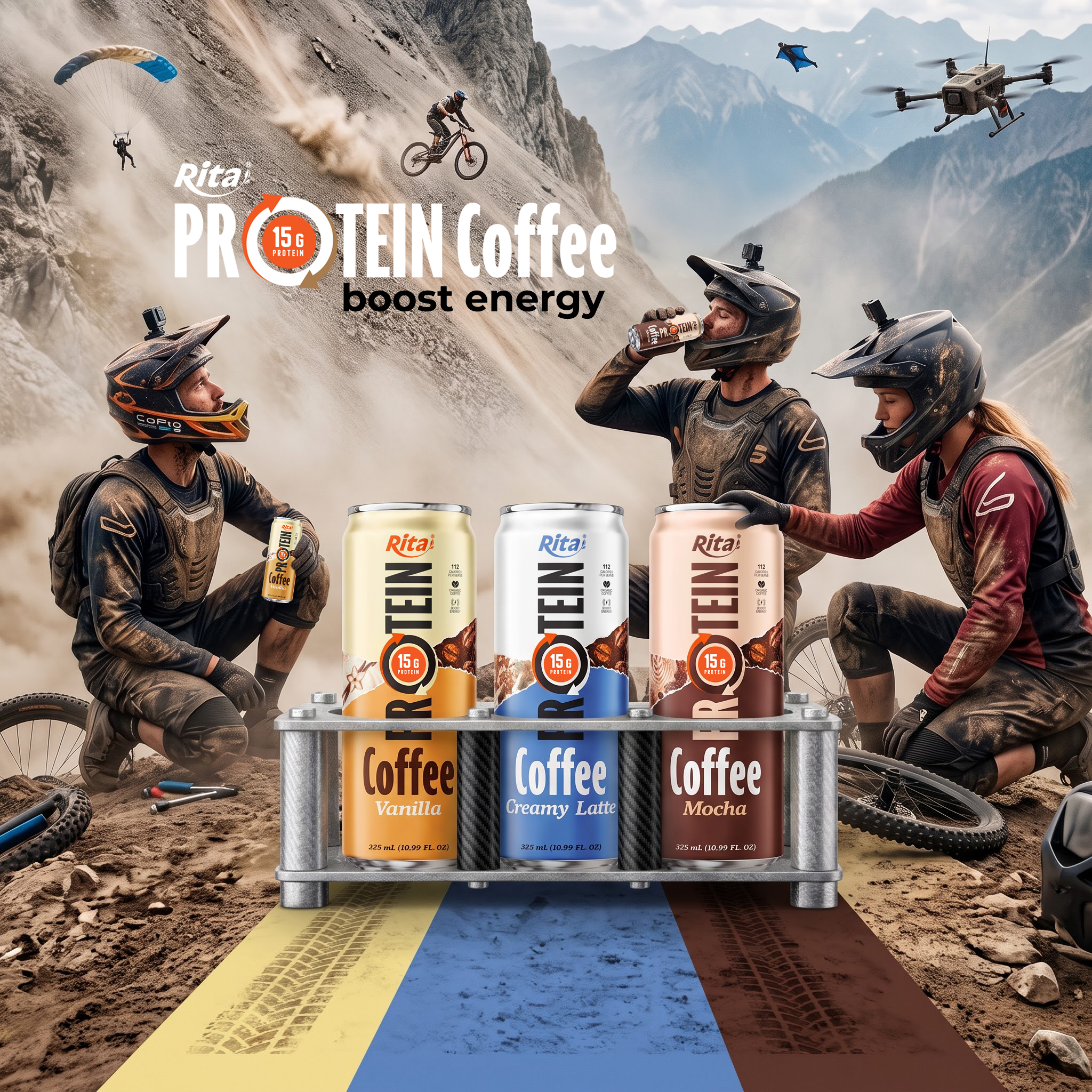 Rita High Protein Coffee Mocha Drink 15g Protein – RTD Coffee Beverage 325ml Poster 1