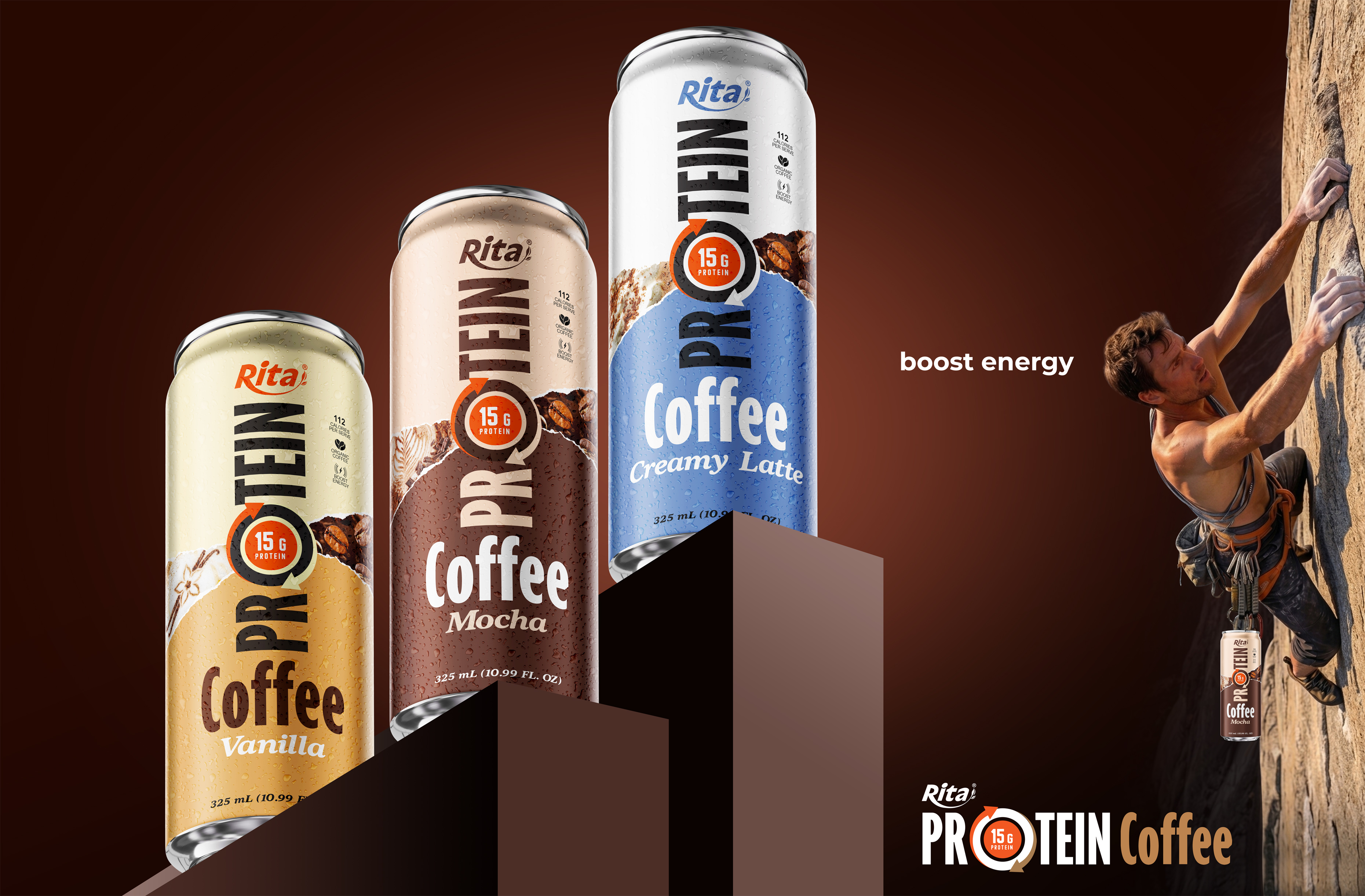 Rita High Protein Coffee Mocha Drink 15g Protein – RTD Coffee Beverage 325ml Poster 2