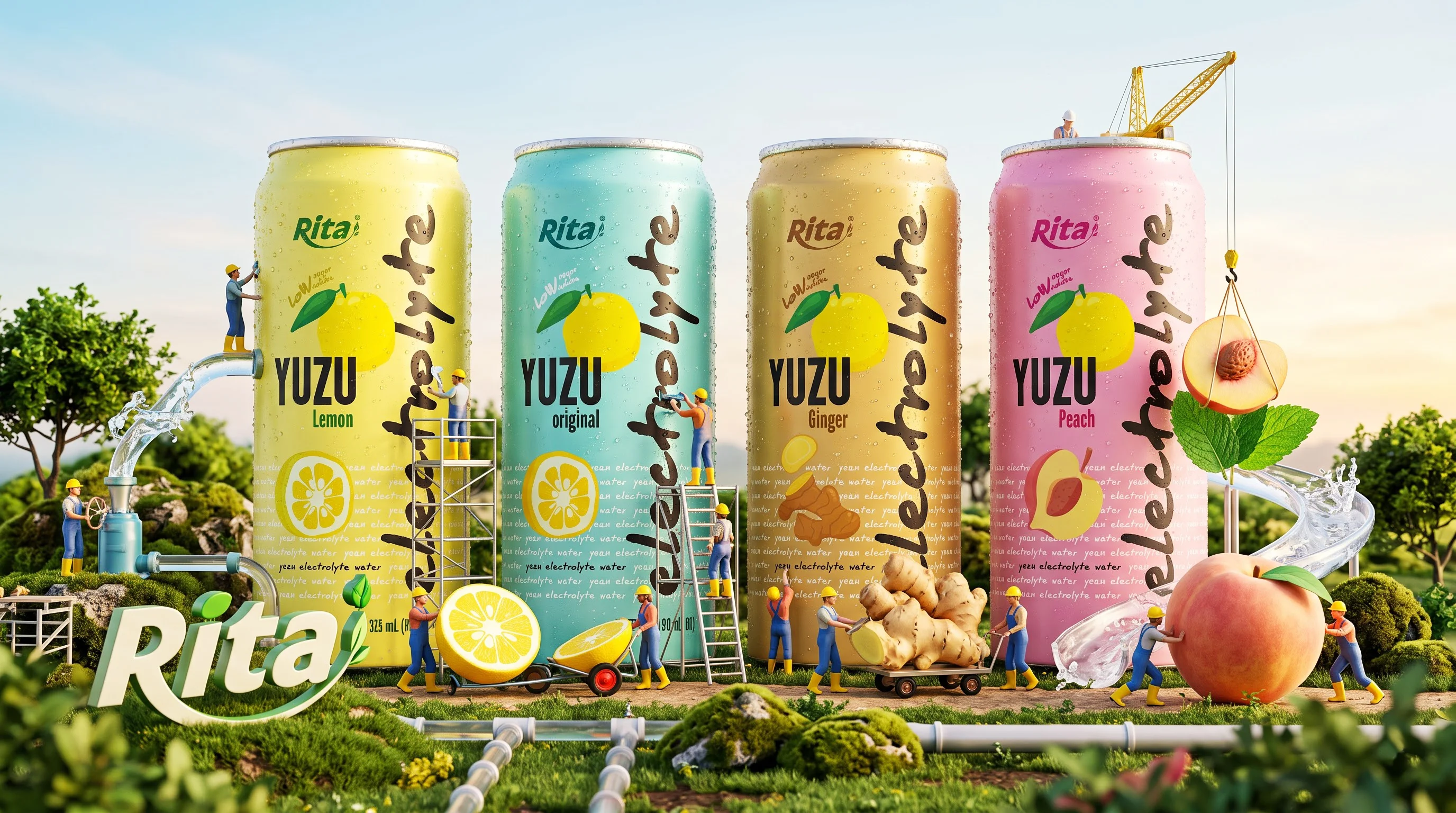 Yuzu Electrolyte Water Drink 325ml Low Sugar Hydration Beverage Poster 1