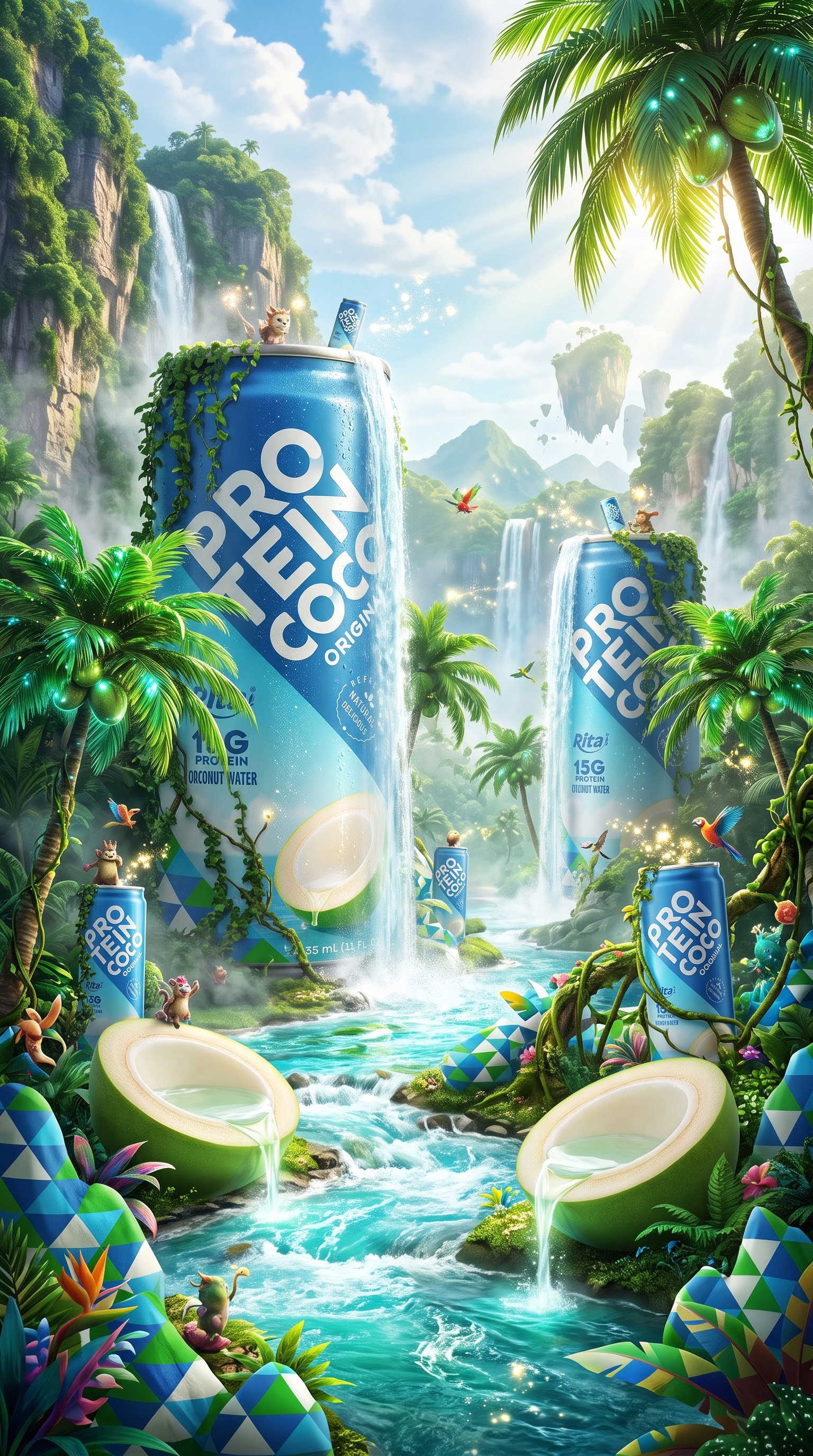 RITA Original Protein Coconut Water 325ml Can with 15g Protein Poster 1