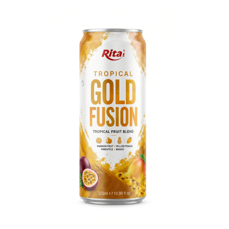 Tropical Gold Fusion fruit blend in 10.99 fl oz 325ml cans