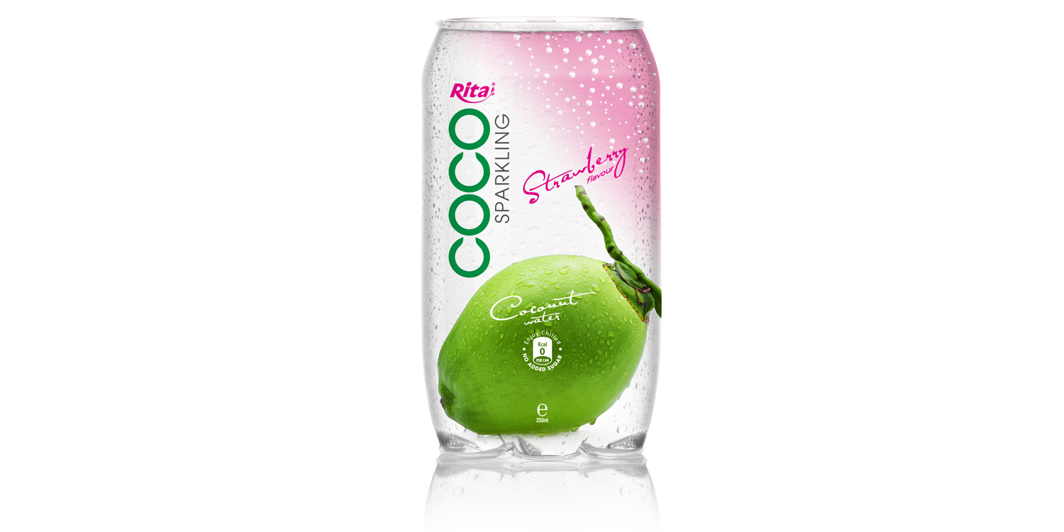 Sparking coconut water  with strawberry juice