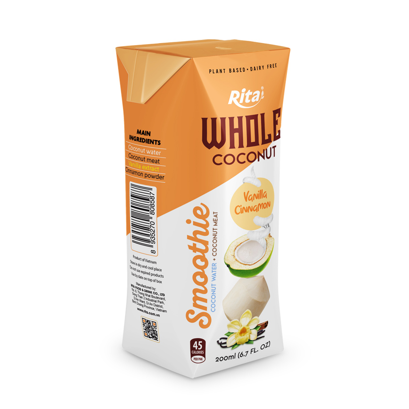  200ml aseptic whole Coconut Smoothie vanilla and cinnamon