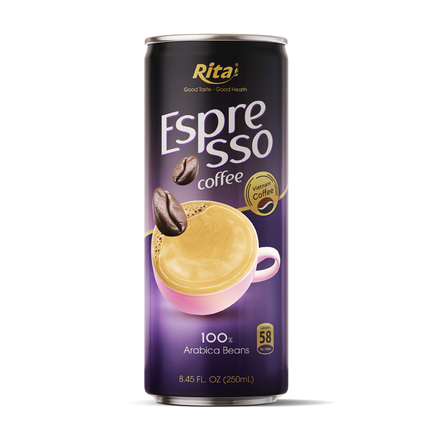 Espresso Coffee 100 percent arabica beans  250ml canned