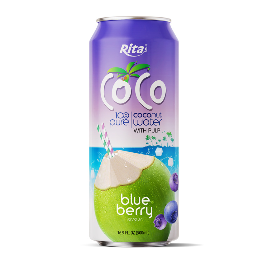 100% pure Coconut water with Pulp and blueberry  flavour
