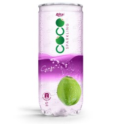 Sparking coconut water with grape flavor 250ml Pet can from Rita beverage