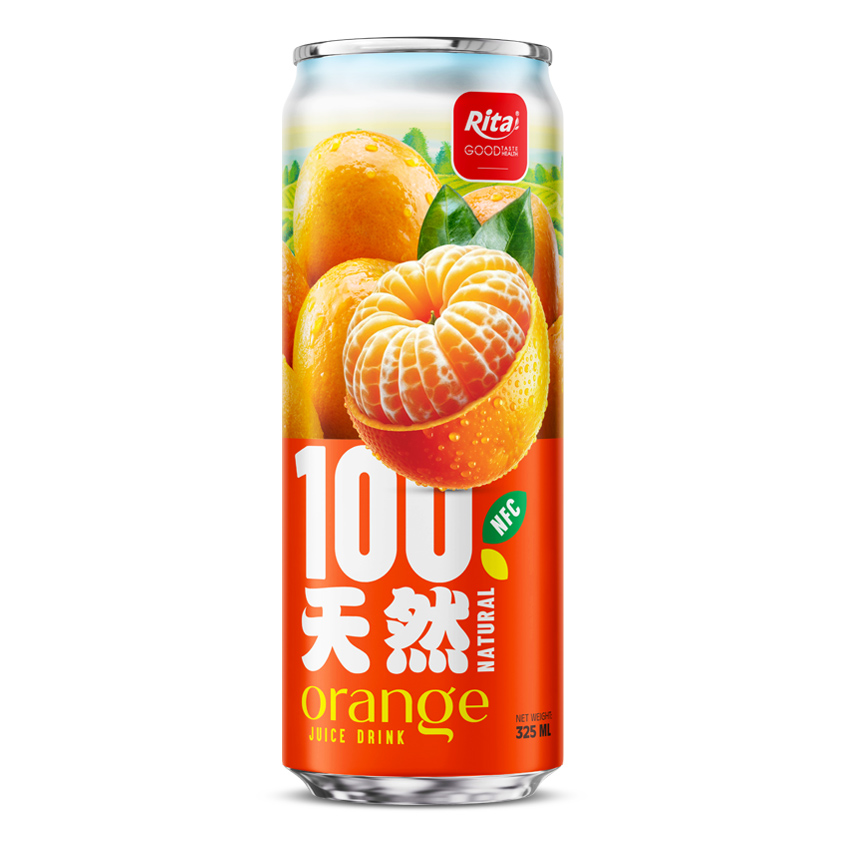 100 natural orange juice drink 325ml sleek can 691