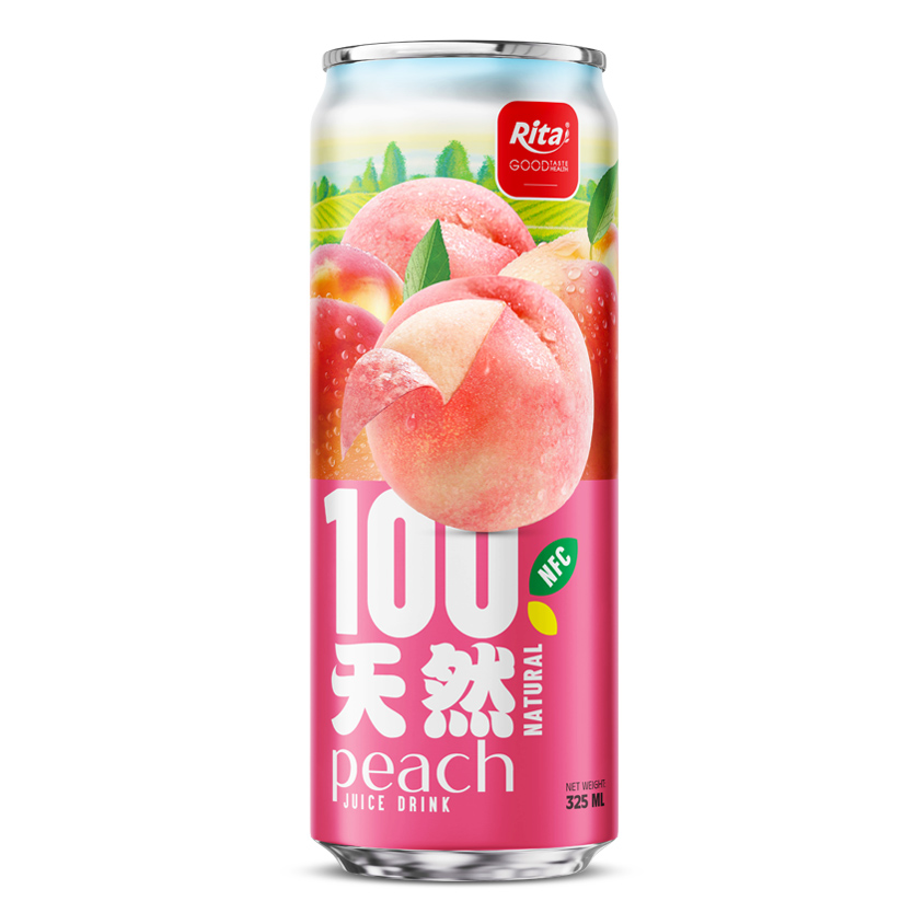 100 natural peach juice drink 325ml sleek can 656