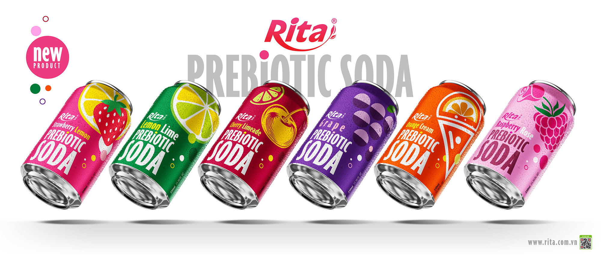 Raspberry Rose Prebiotic Soda 330ml short can Poster 2