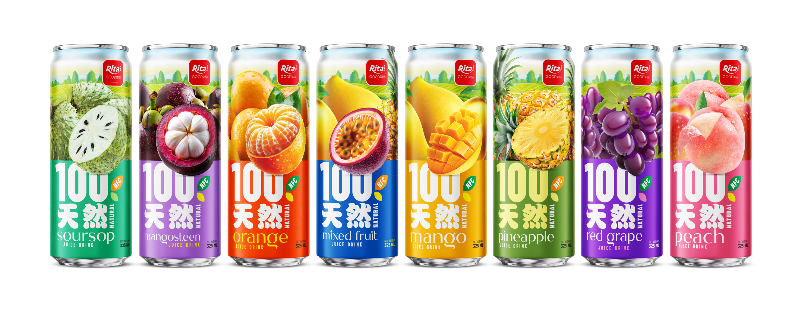 100 Natural Mango Juice Drink 325ml sleek can Poster 1
