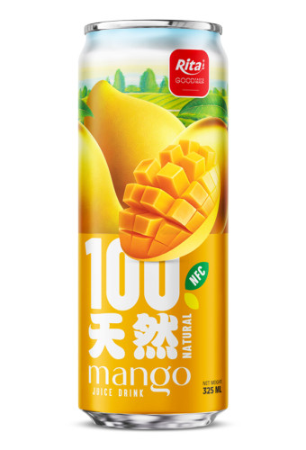 100 Natural Mango Juice Drink 325ml sleek can