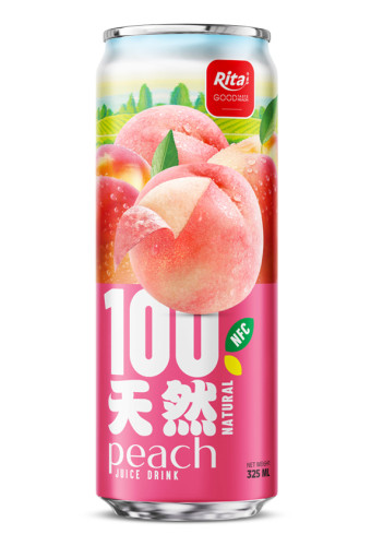 100 Natural Peach  Juice Drink 325ml sleek can
