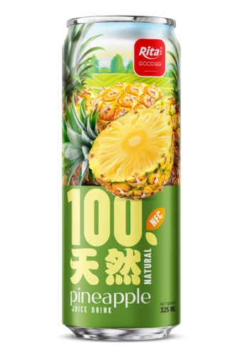 100 Natural Pineapple Juice Drink 325ml sleek can