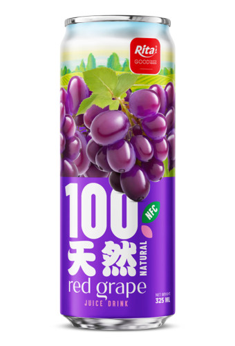 100 Natural  Red Grape Juice Drink 325ml sleek can