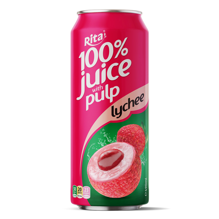 Rita Brand 100% Natural Lychee Juice With Pulp 500ml Cans