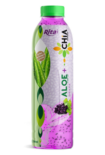 16.9 Fl Oz Rita Aloe Vera Drink with Chia Seed Grape Flavor PET Bottle