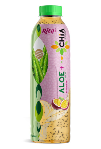 16.9 Fl Oz Rita Aloe Vera Drink with Chia Seed Passion Fruit Flavor PET Bottle