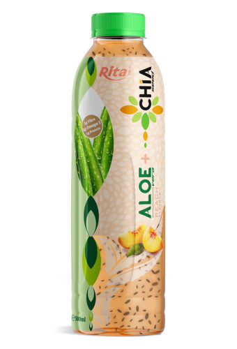16.9 Fl Oz Rita Aloe Vera Drink with Chia Seed Peach Flavor PET Bottle