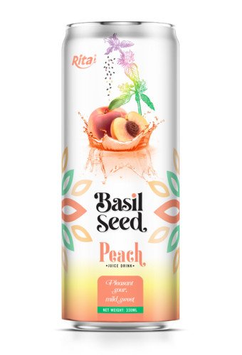 330ml cans Basil seed drink with Peach juice (OEM brand)