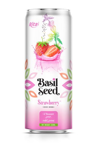 330ml cans Basil seed drink with Strawberry juice (OEM/ODM)