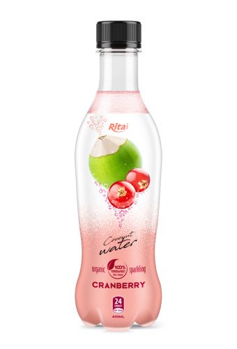 400ml Pet Bottle Organic Sparkling Cranberry Flavor Coconut Water