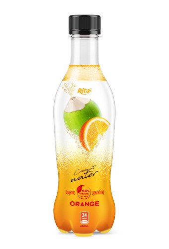 400ml Pet Bottle Organic Sparkling Orange Flavor Coconut Water