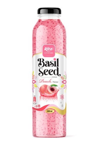 Basil seed drink with peach flavor