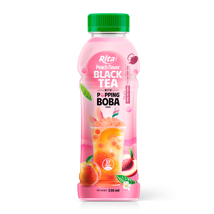 Delicious 320ml Slim Can Popping Boba Tea Pomegranate Flavor