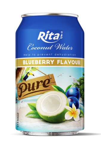 330ml short can Rita coconut water with blueberry flavour