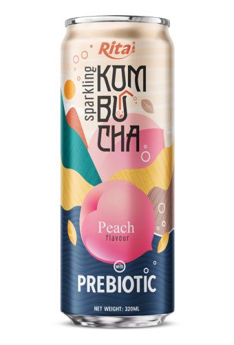 Rita Sparkling Kombucha Peach Flavour with Prebiotic 320ml Can