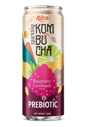 Rita Sparkling Kombucha Raspberry and Lemonade Flavour with Prebiotic 320ml Can