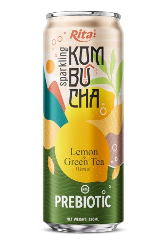 Rita Sparkling Kombucha Lemon and Green Tea Flavour with Prebiotic 320ml Can