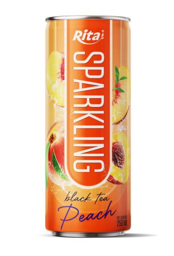 Rita Sparkling Black Tea Peach Flavor 250ml Sleek Can