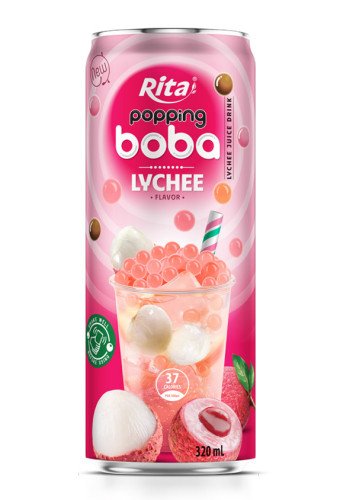 Bulk Buy Popping Boba Tea Lychee Flavor 320ml Slim Can