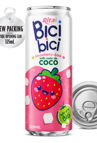 Bici Bici 325ml Strawberry drink with nata de Coco ( wide opening can)