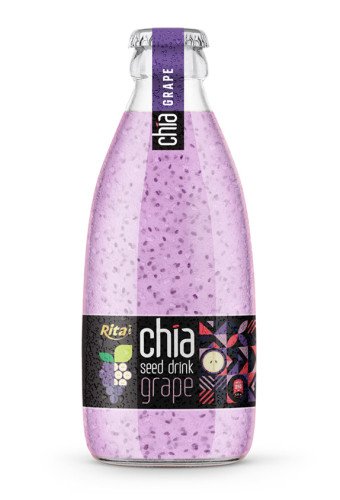 Chia Seed Drink With Grape Flavor 250ml Glass Bottle