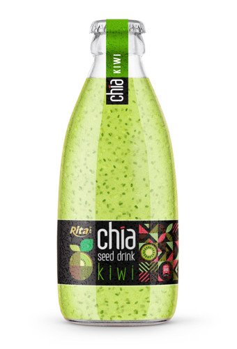 Chia Seed Drink With Kiwi Flavor 250ml Glass Bottle