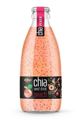 Chia Seed Drink With Peach Flavor 250ml Glass Bottle