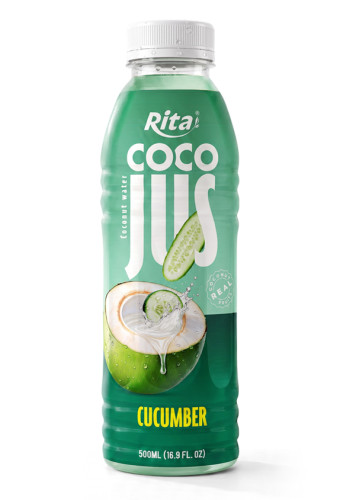 COCO JUS Real Coconut Water with Cucumber Juice 500ml (16.9 fl oz)