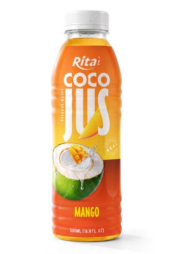 COCO JUS Real Coconut Water with Mango Juice 500ml (16.9 fl oz)