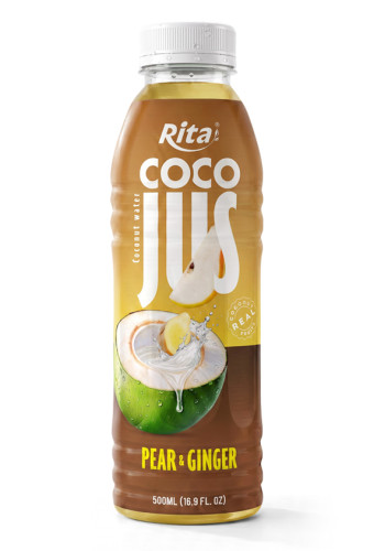 COCO JUS Real Coconut Water with Pear and Ginger Juice 500ml (16.9 fl oz)