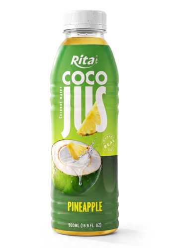 COCO JUS Real Coconut Water with Pineapple Juice 500ml (16.9 fl oz)