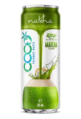 Coconut water with  Matcha Flavor 325ml sleek can